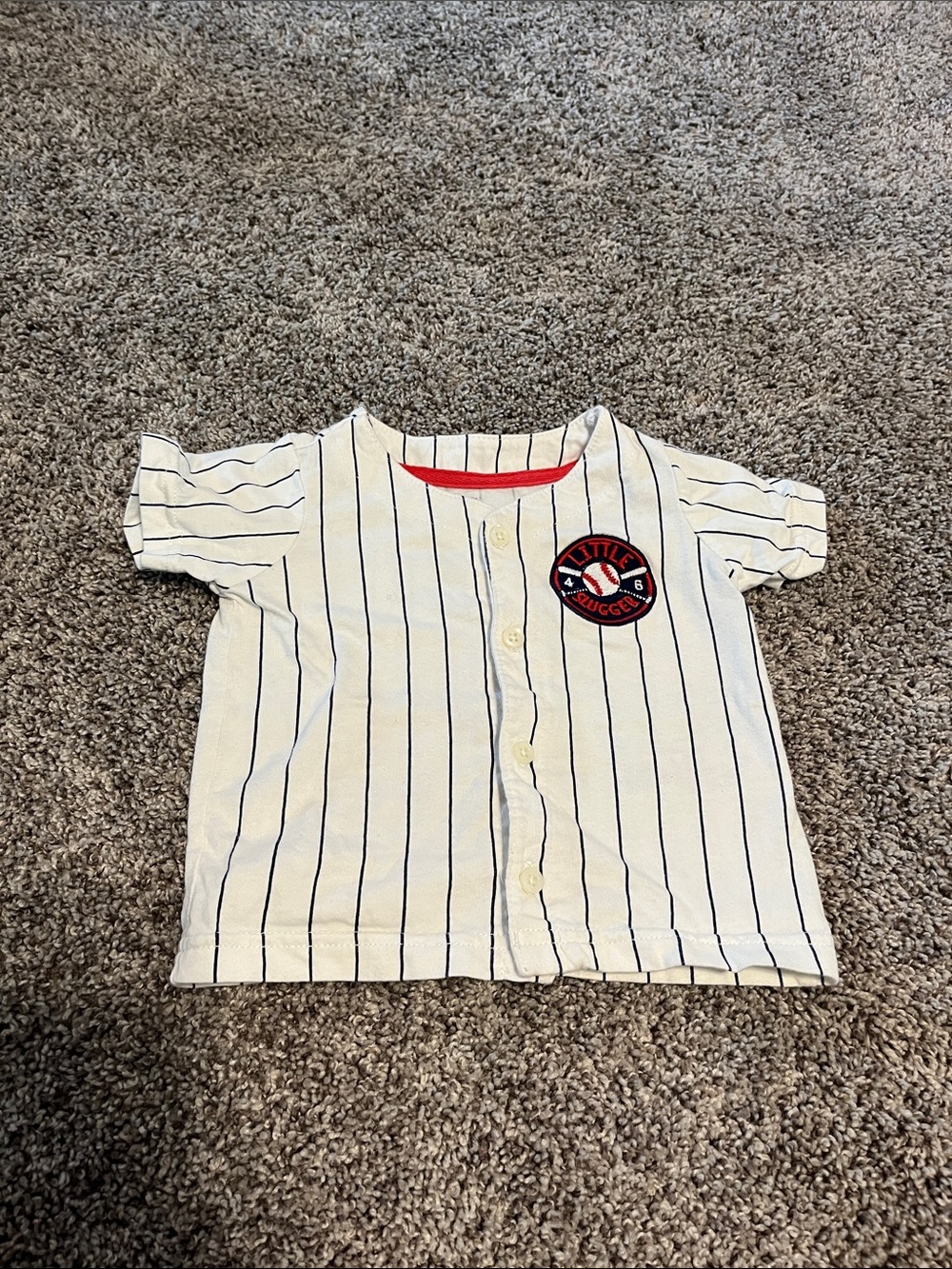 Carter's White Pinstripe Button-Front Shirt with Red Trim
